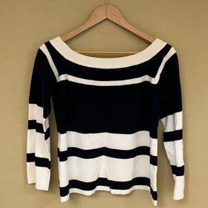 J.Crew | Off-the-Shoulder Striped Sweater | Navy/White | Size M